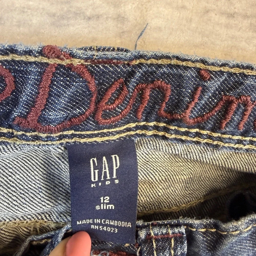 Gap Kids 1969 Dark Wash Flare Leg Jeans Slim Fit‎ Size 12 Adjustable Waist HOL07